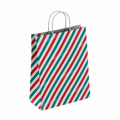 Крафт пакет с кручеными  ручками (широкая полоса), 35х26х15 см