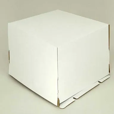 Коробка для торта 3-4 кг, белая, сплошная, 300х300х250 мм