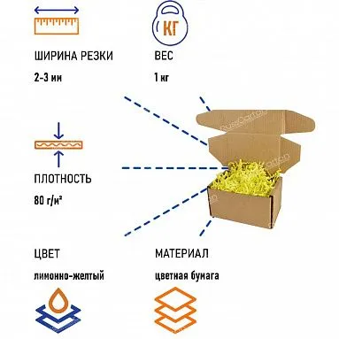 Бумажный наполнитель "Лимонно-желтый", 1 кг
