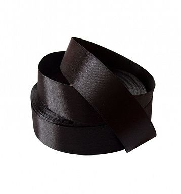 Лента атласная черная, 25 мм х 22,86 м