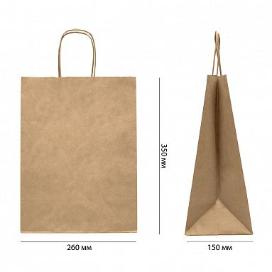 Крафт пакет с кручеными ручками, 35х26х15 см