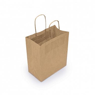 Крафт пакет с кручеными ручками, 25х22х12 см