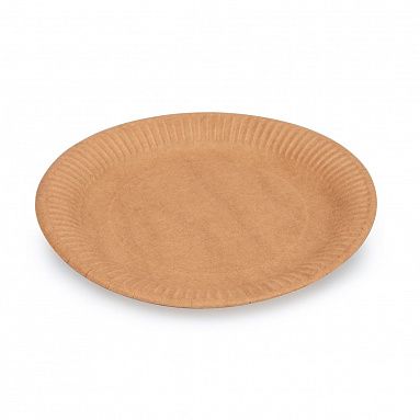 Тарелка крафт круглая рифленая, ∅ 230 мм, 50 шт/уп