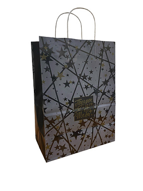 Крафт пакет с кручеными ручками «Подарок», 35х26х15 см