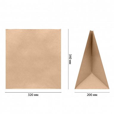 Крафт пакет фасовочный, 34х32х20 см