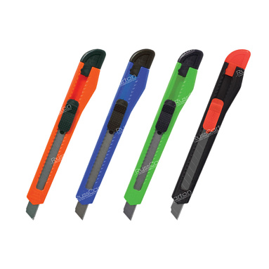 Нож канцелярский  STAFF, 9 мм, фиксатор, корпус ассорти