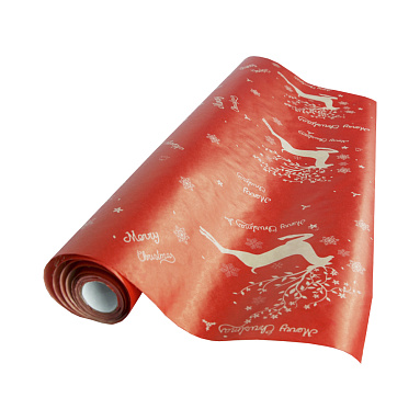 Бумага крафт "Олени", красный, 0.7х10 м