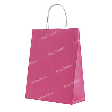 Крафт пакет с кручеными ручками «Розовый», 32х23х12 см