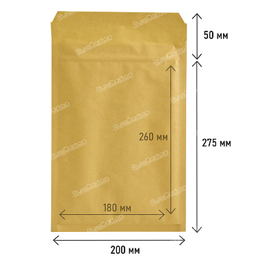 Бурый крафт пакет с прослойкой, 20х27.5 см, D/14-G