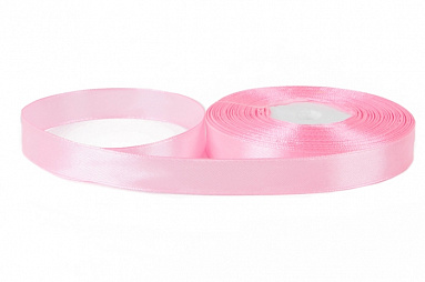 Лента атласная розовая, 15 мм х 30 м