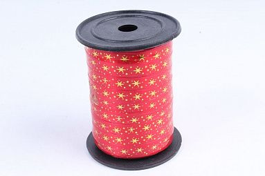 Лента простая красная "Звёздочки", 1см х 100м 