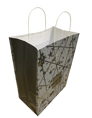 Крафт пакет с кручеными ручками «Подарок», 35х26х15 см