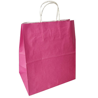 Крафт пакет с кручеными ручками «Фуксия », 32х24х12 см