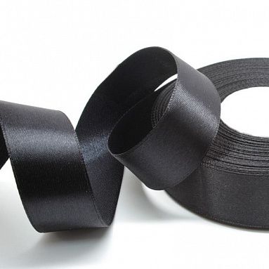 Лента атласная черная, 25 мм х 22,86 м